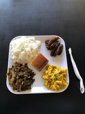 I got the Jerk Chicken with collard greens and Mac and cheese. 5 stars! Yum nothing to add and not thing I’d take away! Great work  at Soul Good Vegan Cafe in Durham
