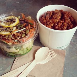 Lentil stew with side salad at Tea and Happiness in Rotorua