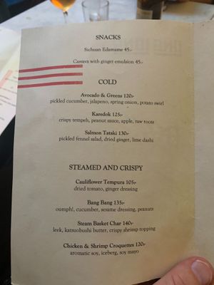 Menu, summer 2020. at Ling Long in Stockholm