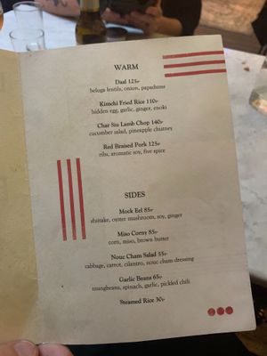 Menu, summer 2020. at Ling Long in Stockholm