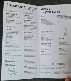 Menu at Tel Aviv Urban Food - Mickiewicza in Warsaw