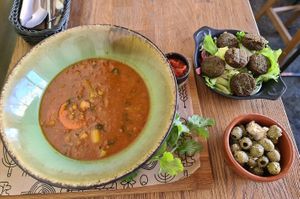 Harira, falafels and olives at Tel Aviv Urban Food - Mickiewicza in Warsaw