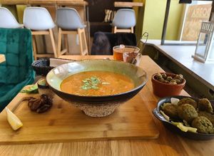 Harira and falafels and olives at Tel Aviv Urban Food - Mickiewicza in Warsaw