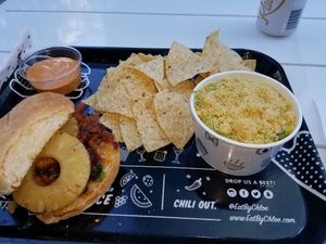 BBQ Seitan and Artichoke Dip with Chips at By Chloe - Seaport Blvd in Boston