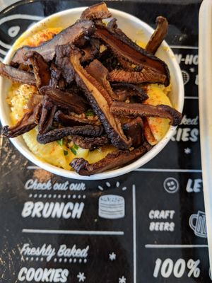 Mac and cheese with mushroom bacon! So amazing. at By Chloe - Seaport Blvd in Boston