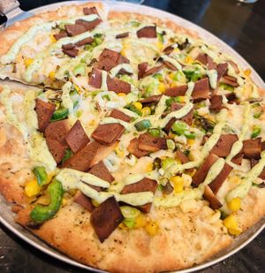 Elote pizza vegan style with herbivorous butcher bacon ❤️  at Pizza Luce in Hopkins