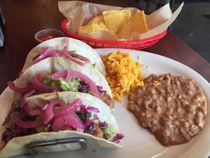 Vegan tacos for 10 dollars (incl. tax). Was really yummy. at Taco Rico in Miami Beach