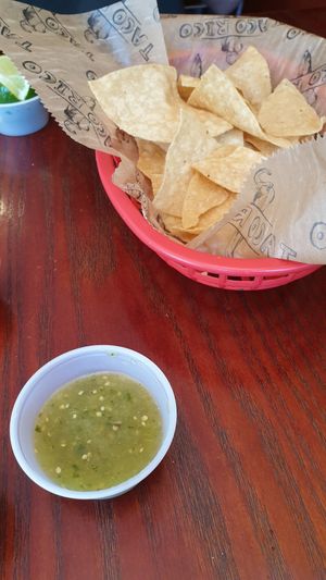 Nachos and salsa at Taco Rico in Miami Beach