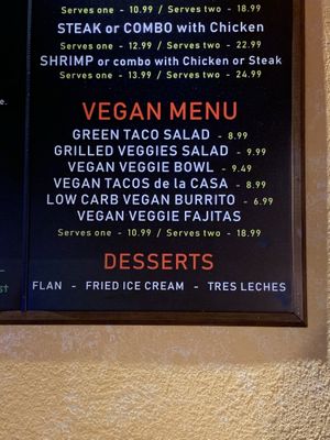 Vegan Menu at Taco Rico - West Kendall in Miami