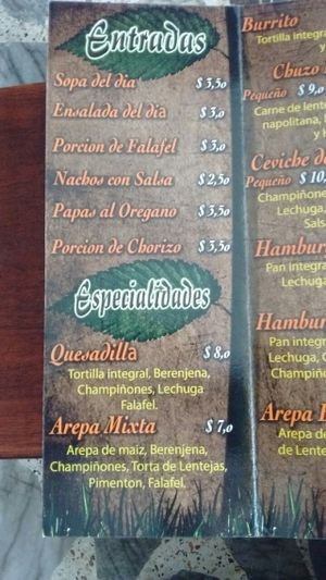 Menu 4 at Semillas Comida Sana in Pereira