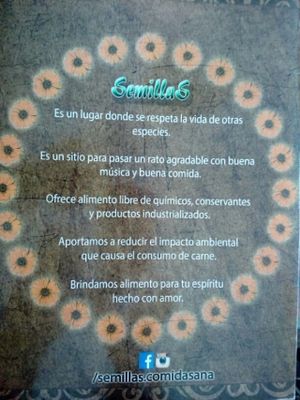 Filosofia de Semillas at Semillas Comida Sana in Pereira