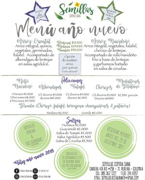 Menú de fin de año  at Semillas Comida Sana in Pereira