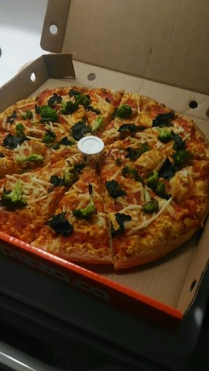 vegan cheese, brocolli and spinach  at Pizza Pizza - Forest Hills Pkwy in Dartmouth