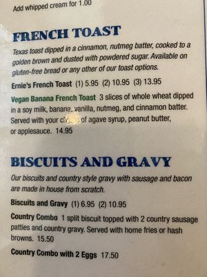 Vegan French toast!  at Ernie's Coffe Shop in South Lake Tahoe