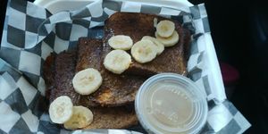 Banana 🍌 French Toast with applesauce at Ernie's Coffe Shop in South Lake Tahoe