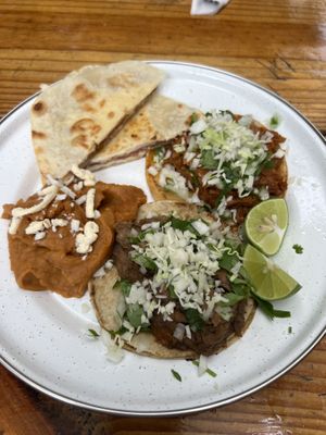 One of each taco   at Vegana Del Norte in Hermosillo