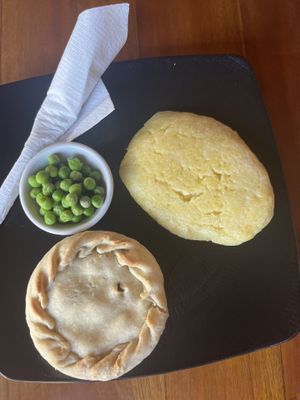Thai Pie with mashed potatoes and peas  at Good Earth Cafe in 