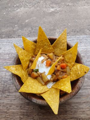 Vegan nachos at Good Earth Cafe in 