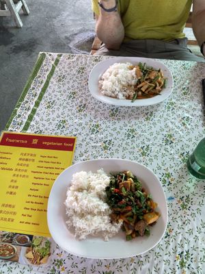 Veg Fried Rice und vegan basil rice  at Vegetarian Food in Chiang Mai