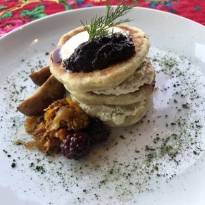 vegan pancakes at Think Love Juices & Vegan Food in Wroclaw