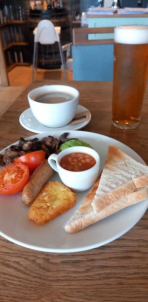 Vreakfast. Gets busy at the weekend, but I shared a long table. at Fjara Cafe Bar in Lerwick