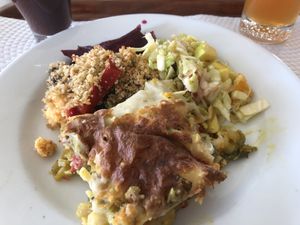 Vegetables gratin and lasagna   at Grão de Soja in Espinho