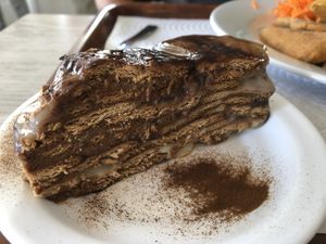 Biscuit, chocolate and coffee cake   at Grão de Soja in Espinho