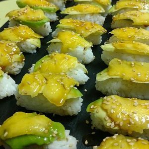 Vegan niguiri at Yummy Veggie in Barcelona