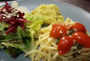 Pesto pasta, Zuccini at Yummy Veggie in Barcelona