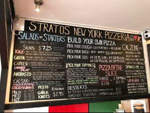 menu board at Stratos New York Pizzeria in Pahoa