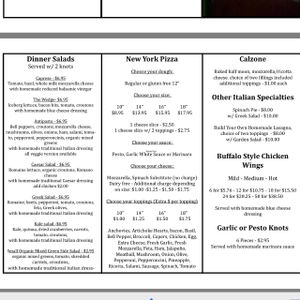 menu page 2 at Stratos New York Pizzeria in Pahoa