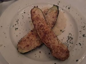 Vegan menu Zucchini Boats (comes with spinach, next picture) at Ginos in Dyer