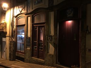 Outside at night  at As 7 Maravilhas in Porto