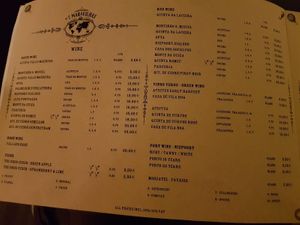 Menue with vegan wine at As 7 Maravilhas in Porto