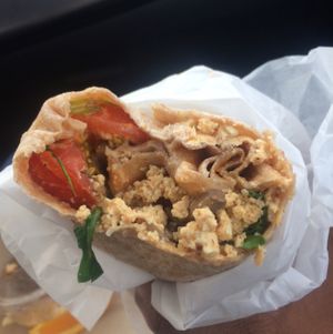 Vegan breakfast wrap at LYFE Kitchen in Valencia