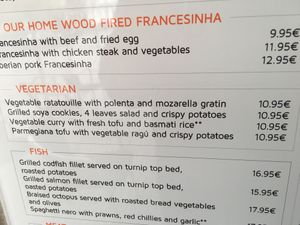 Veg options surrounded by meat  at O Cacula in Porto