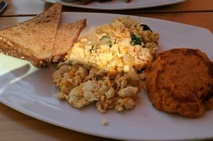 Delicious vegan scramble at LYFE Kitchen in Cupertino