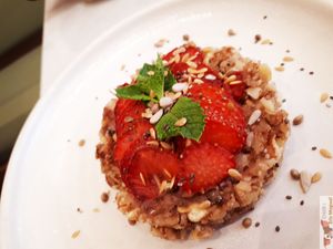 GF strawberry tart at Maisie Cafe in Paris