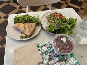 Leek tart, avocado toast, and perle de tapioca pudding 🥰  at Maisie Cafe in Paris