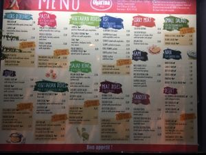 The menu at Okarina in Bled