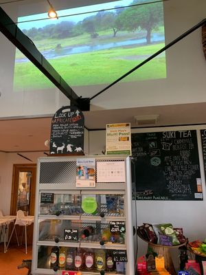 Many juice, tea and coffee options.  at Africafe at Fife Zoo in Cupar