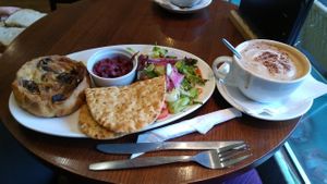 Vegan quiche & soy mocha   at Plaza Coffee Cafe in Bromsgrove