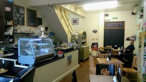 View from front door, there is an upstairs section too at Plaza Coffee Cafe in Bromsgrove