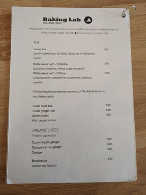 Menu page 2 at Baking Lab in Amsterdam