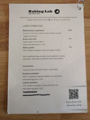 Menu page 4 at Baking Lab in Amsterdam