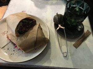 Wrap and tea at La Libelula in Cordoba
