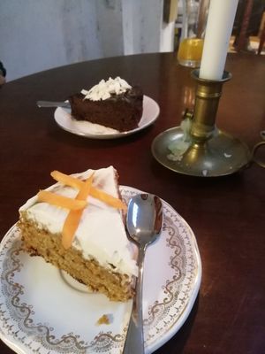Carrot and chocolate cake at La Libelula in Cordoba