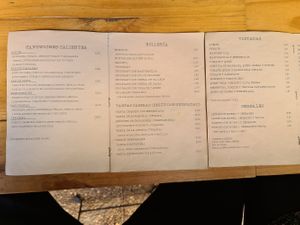 Menu at Mimimi in Granada