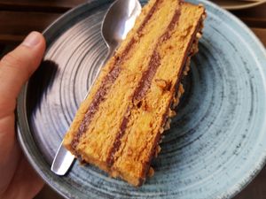 Spanish "birthday" cake (cookies, custard and chocolate) at Mimimi in Granada