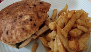 Falafel sandwich with fries (takeout) at Falafel St. Jacques in Montreal